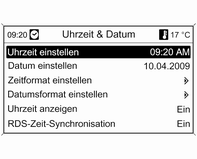 Wählbare Einstellungsoptionen: